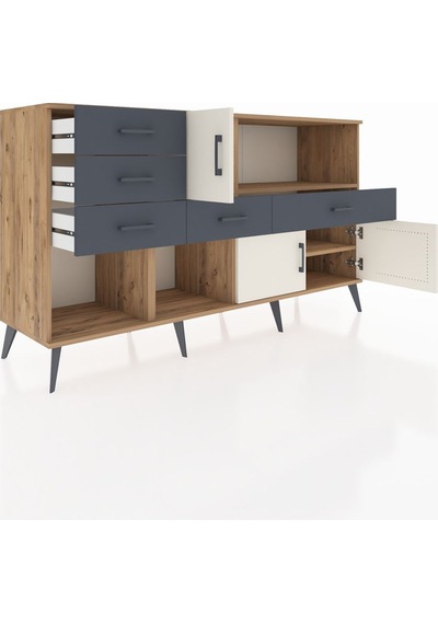 Kronos Konsol 2 Raflı 5 Çekmeceli 3 Kapaklı 176x59x99 Çam-aytaşı/ Çam-aytaşı/antrasit Kronos Konsol 2 Raflı 5 Çekmeceli 3 Kapaklı 176x59x99 Çam-aytaşı/ Çam-aytaşı/antrasit
