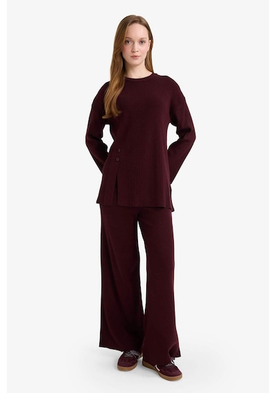Defacto Loose Fit Bisiklet Yaka Triko Kazak Tunik G7241ax25cwbr457 Bordo-br457