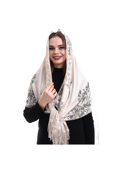 Narin Pamuk Tül Şal Krem 60x160