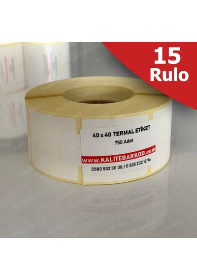 40X40 Termal Etiket 15 Rulo Barkod Etiket Kalite Barkod