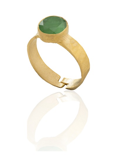 Kadir Jewellery 22 Ayar Altın Kaplama Zirkon Taşlı Kadın Minimal Yüzük Yeşil 64315008
