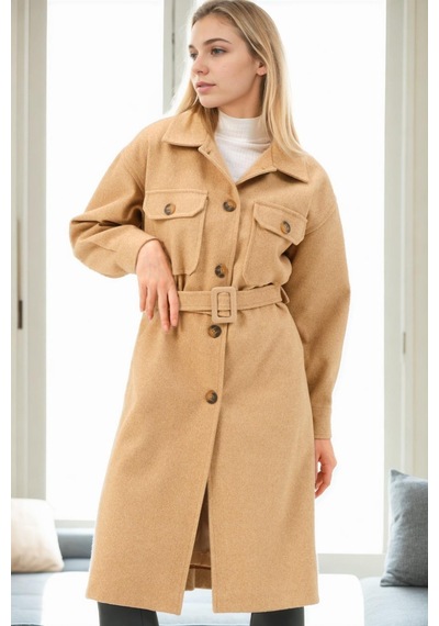 Z9777 Dewberry Bayan Palto-camel Camel