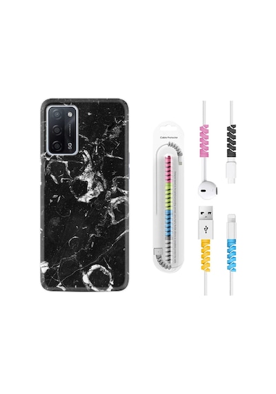 Oppo A55 Kılıf Kablo Koruyuculu Black Hole Marble 1387