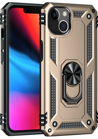 Ilkeshop Newface Apple iPhone Uyumlu 13 Kılıf Sofya Yüzüklü Silikon Kapak - Gold