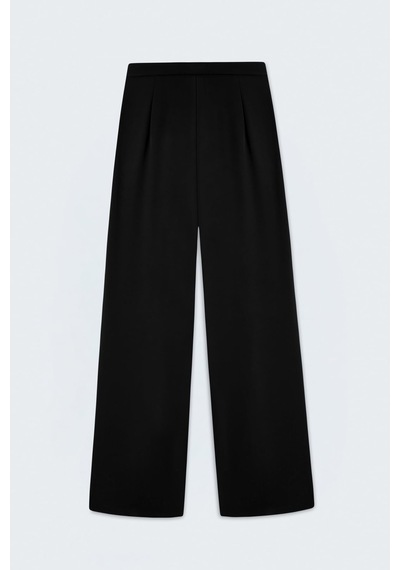 Sateen Bol Paça Pantolon - Siyah-137469