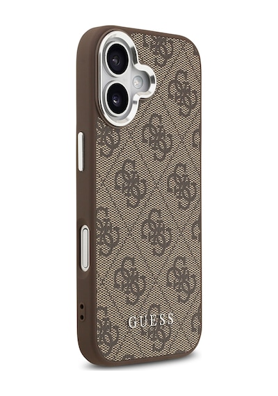 Apple Uyumlu iPhone 17  Kılıf Guess Lisanslı M-safe Şarj Özellikli 4g Klasik Yazı Logolu Kapak Kahverengi Kahverengi