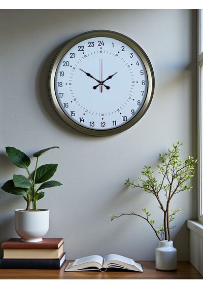 40 Cm Eskitme Metal 24 Saat Göstergeli Özel Tasarım Duvar Saati Pl-4097e