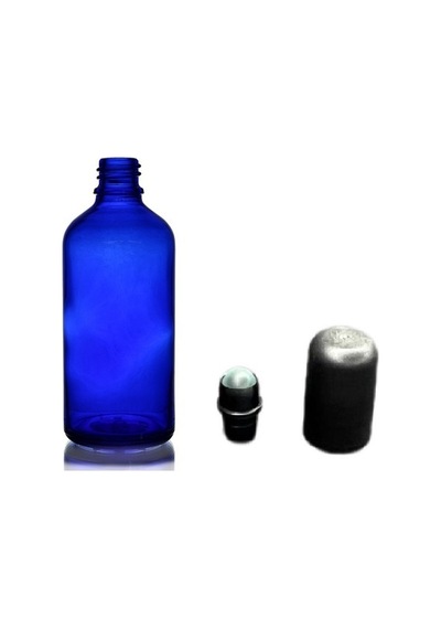 50ml Mavi Cam Şişe Roll-on Şişe, 12 Adet, Bilye Başlıklı Şişe, Cam Şişe, Roll-on Şişesi