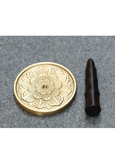 Mühür Mumu Pirinç Damga 50mm 3d Lotus Desen A + Sandal Ağacı Sap Karışık