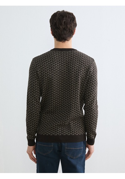 Lcwaıkıkı Classic Kahverengi Erkek Desenli Regular Fit Triko Kazak