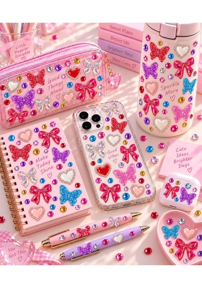 Kelebek & Taş Rhinestone Sticker Yapışkanlı Saç, Yüz, Tırnak, Vücut Ve Süs Taşı Çok Renkli