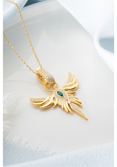 Çekirdekjewelry 925 Ayar Gümüş Zümrüdüanka Kolye Sarı