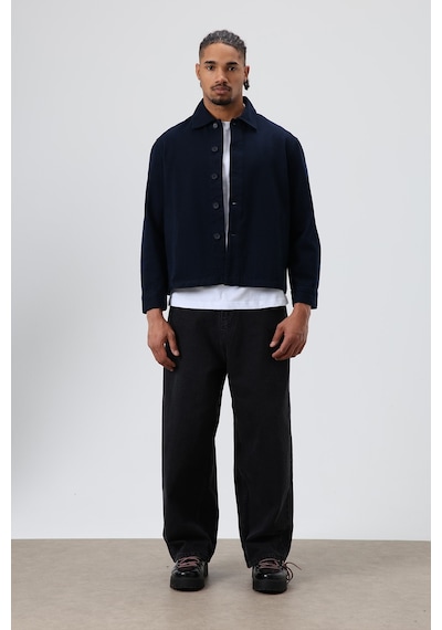 Vamos Boxy Fit Gabardin Ceket Lacivert