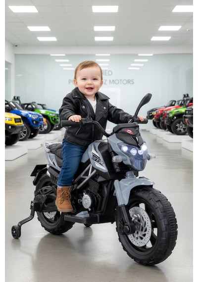 Motocross Cross Akülü Motor Akülü Araba Yeni Seri Babyhope 447 12v Gri
