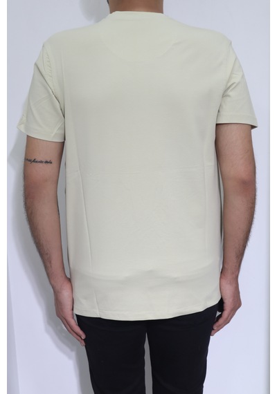 Santa Dmctekstil Erkek Düz Spor Kesim Kalıbı Rahat V Yaka T-shirt Krem