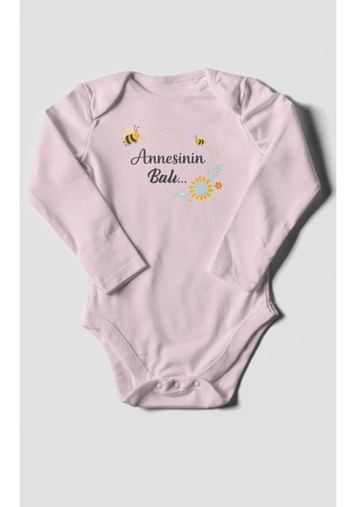 Morivokids Annesinin Balı Uzun Kollu Bebek Body %100 Pamuk Bebe Pembe
