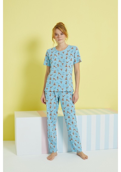 Siyah İnci Örme Pijama Takım 24107081 Çok Renkli