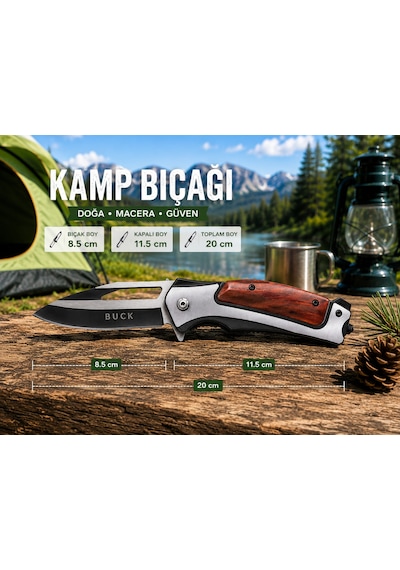 Buck Kamp Bıcağı Çakı Şık Tasarım Antrasit