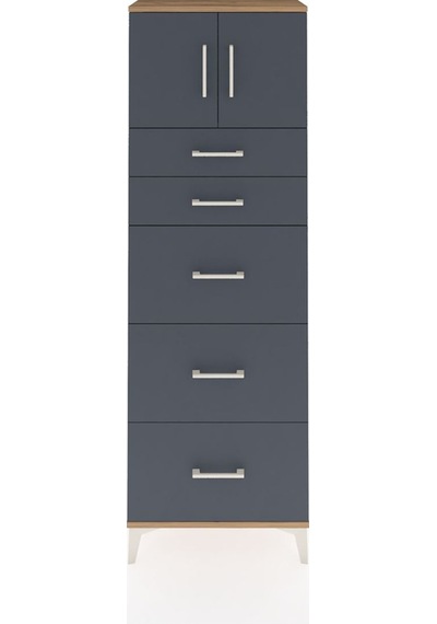 Arges Dolap Tek Raflı 5 Çekmeceli 2 Kapaklı 60x30x182 Çam-ant... Çam
