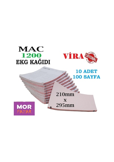 Mac 1200 Ekg Cihazı Kağıdı 210mm X 295mm Z Katlama A4 - 10 Adet 100 Sayfa