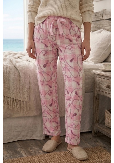 Mataş Kadın Viskon Pijama Altı Rahat Kesim Fiyonk Bağcıklı Bel Pembe