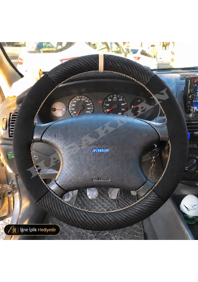 Fiat Albea Dikme Direksiyon Kılıfı Alcantara Süet Mat Karbon Bej Yüzük Ve Dikiş Köşeli 2002-2005