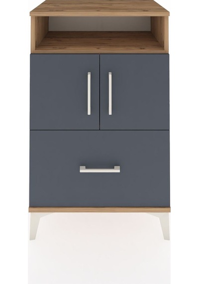 Hyperion Komodin 2 Raflı Tek Çekmeceli 2 Kapaklı 60x44x96 Çam-antrasit Atlas Çam