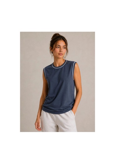 Butik İstanbul Kontrast Biyeli Kolsuz Atlet Bisiklet Yaka Yazlık Basic Atlet - İndigo Butik İstanbul Kontrast Biyeli Kolsuz Atlet Bisiklet Yaka Yazlık Basic Atlet - İndigo
