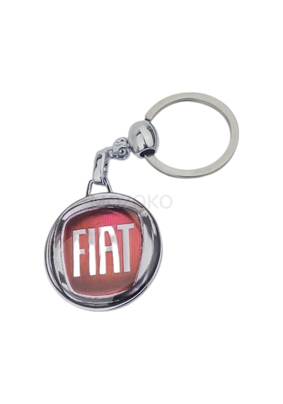 Yüksek Kaliteli Fiat Kırmızı Logolu Damla Baskılı Şık Hediyelik Araç Anahtarlığı