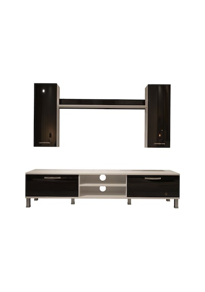 Decoraktiv Eko 7 Mdf Dvd Krom Ayaklı Tv Ünitesi Tv Sehpası Beyaz - Siyah