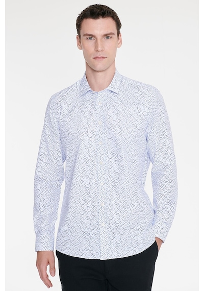 Ac&Co / Altınyıldız Classics Erkek Beyaz Mavı Pamuklu Slim Fit Dar Kesim Klasik Yaka Baskılı Gömlek Ac&Co / Altınyıldız Classics Erkek Beyaz Mavı Pamuklu Slim Fit Dar Kesim Klasik Yaka Baskılı Gömlek