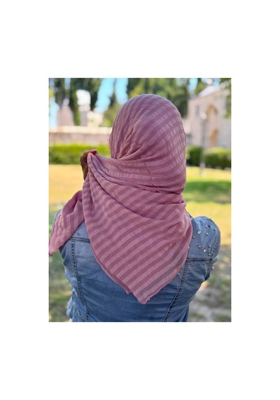 Aldaıyr Adet - Jakarlı Caz Eşarp 120 X120 Pamuk Koyu 1pembe
