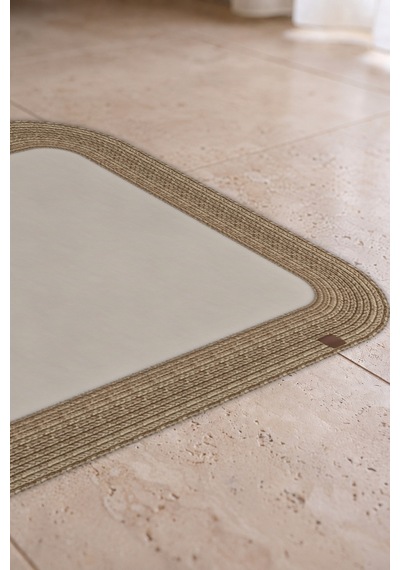 Banyo Paspası Takımı 70x110+50x70 Cm Düz Ekru & Hasır