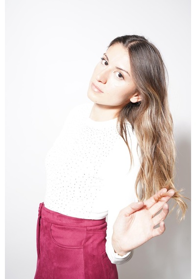 Ckm Moda Cotton Taşlı Uzun Kollu Bluz Beyaz