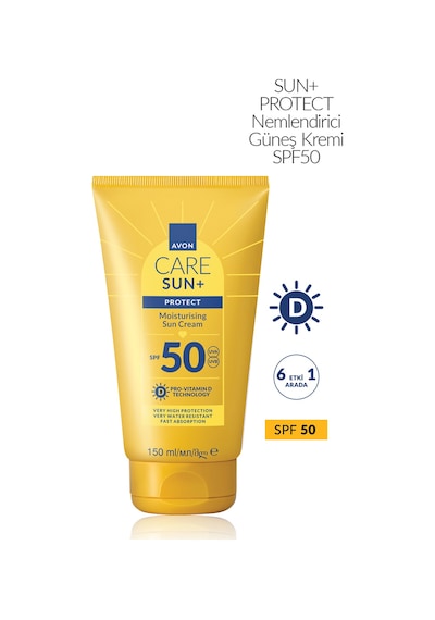 Avon Care Sun+ Protect Nemlendirici Güneş Kremi SPF50 150 ML