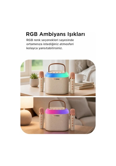 Bluetooth Hoparlör Çift Mikrofonlu Kablosuz Parti Speaker D51 Beyaz