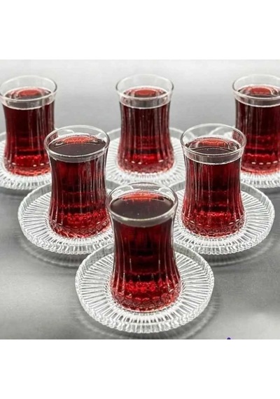 Elysia Çay Bardağı Takımı Riva Çay Tabağı 12 Parça Set çok renkli