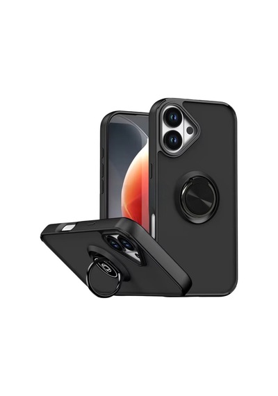 Apple iPhone  Uyumlu- 17 Montreal Yüzüklü Silikon Kapak - Siyah