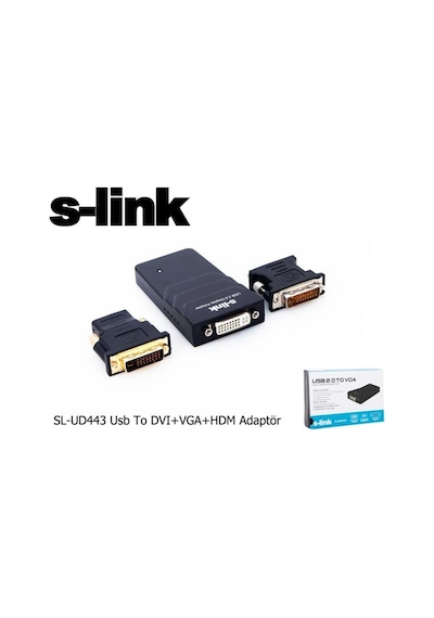S-Link Sl-Ud443 Usb2.0/Usb3.0 To Dvı+Vga+Hdmı Görüntü Çevirici