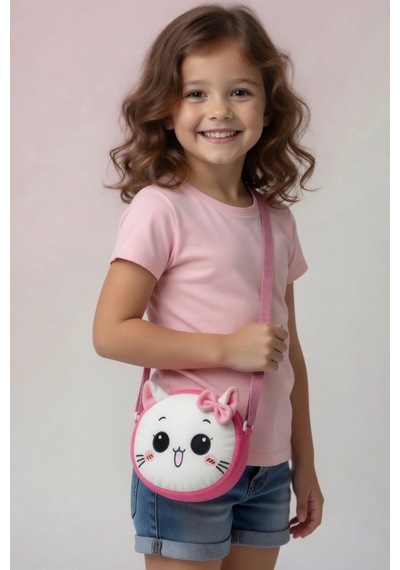 Mollycrush Hediyelik Peluş Kedi Figürlü Kız Çocuk Mini Omuz Çantası Sevimli Bozuk Para Cüzdanı