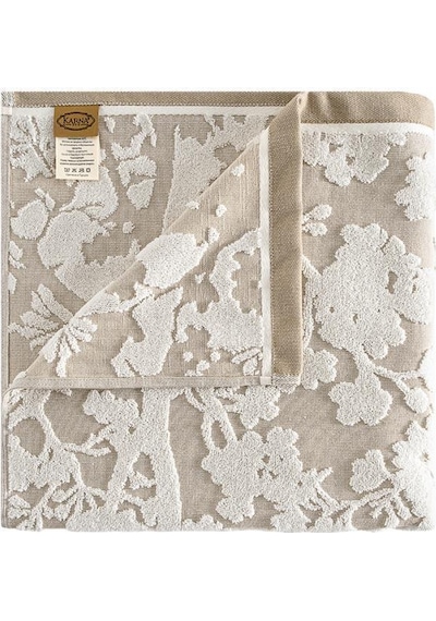 Pamuk Tekli Havlu Jakarlı Karna Eco Batıs - 70 X 140 Bej