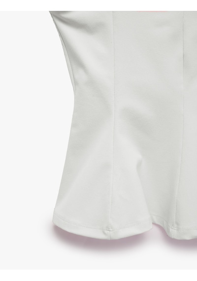 Koton U Yaka Slim Fit Peplum Kolsuz Bluz Ekru 6sal30124ık