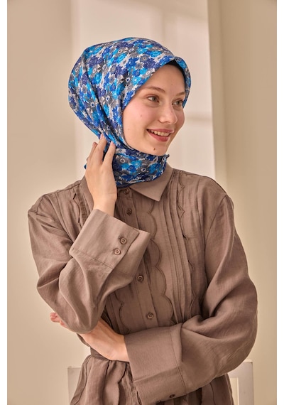 Silk Home Soft Eşarp 73092-06 Lacivert, Mavi, Füme, Gümüş, Beyaz