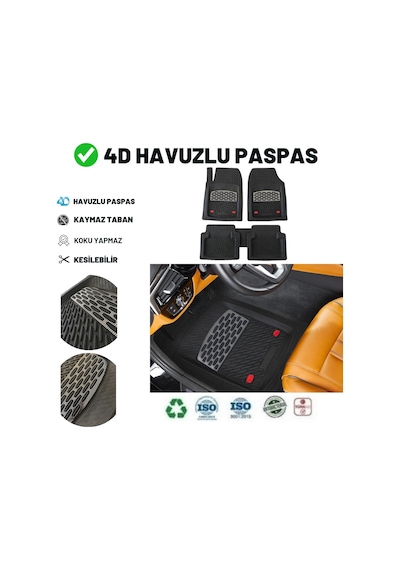 Fiat Palio 2006 Uyumlu Havuzlu Üniversal Maxi Paspas Siyah - Gri