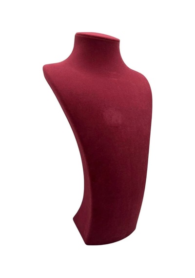 Süet Kumaş Bordo Renk Kolye Gerdanlık Zincir 32/15 Cm Takı Sergileme Mankeni