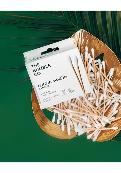 - Humble Brush Cotton Swabs - Blue, Bambu Kulak Çubuğu Mavi, Çevre Dostu Pamuklu Kulak Çubukları, Plastik İçermeyen Ambalaj, Doğal Renkli Pamuktan Kulak Çubukları