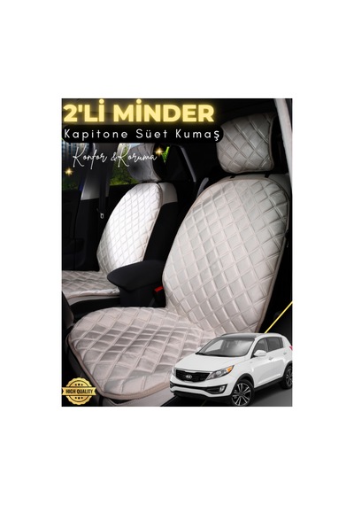 Kia Sportage Uyumlu 2'li Süet Oto Koltuk Minderi Terletmez Universal Oto Koltuk Kılıfı A8 Bej