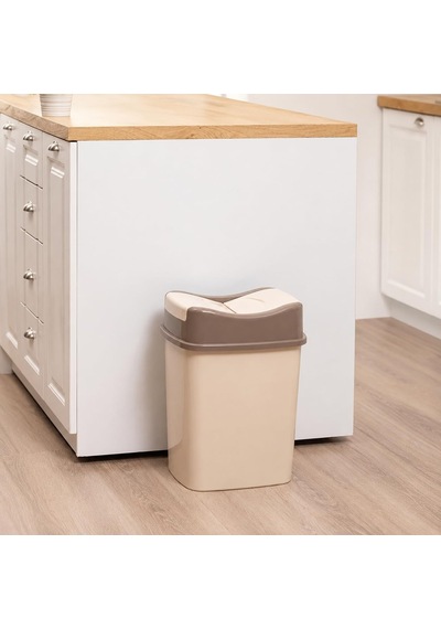 8 Litre Kapaklı Çöp Kovası, Modern Tasarım Pratik Mutfak Banyo Ofis Çöp Kutusu, Kapaklı Plastik Atık Kovası K