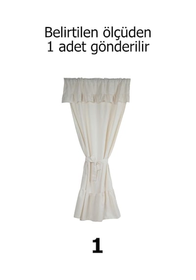 Naturel Fırfırlı Perde Farbalı Vintage Tek Kanat Krem Krem
