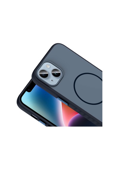 Apple Uyumlu iPhone 15 Kılıf M-safe Şarj Özellikli Zore Tea Kapak Lacivert